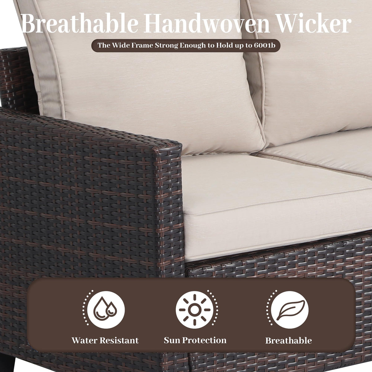 Rattan 3-Seater Outdoor Sofa with Blue Cushions Z6177