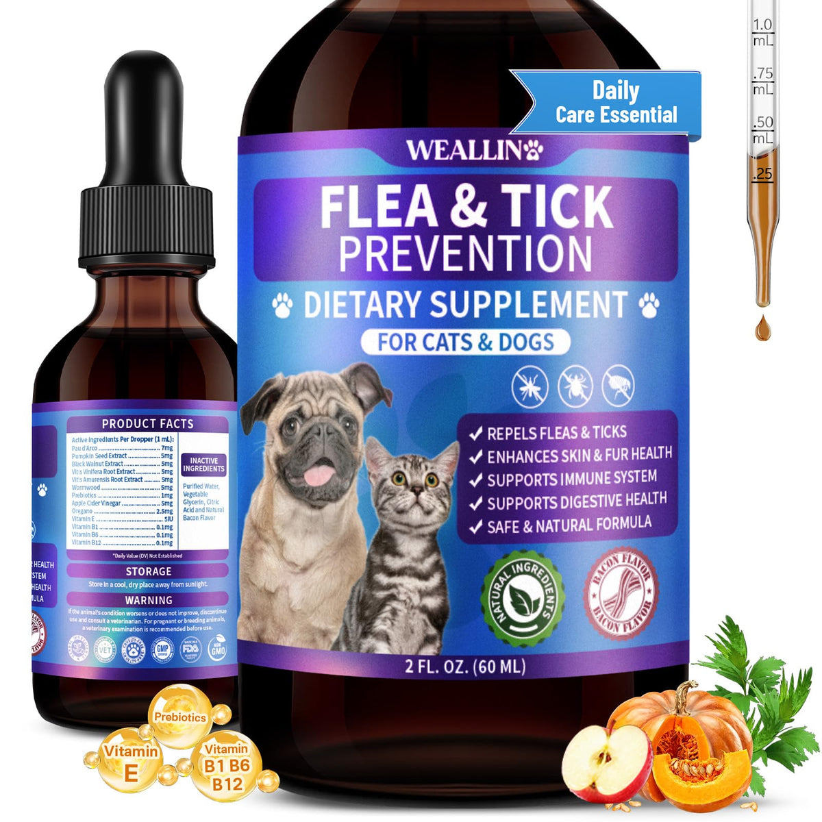 Flea and Tick Prevention Support with Multivitamin 60ml H590
