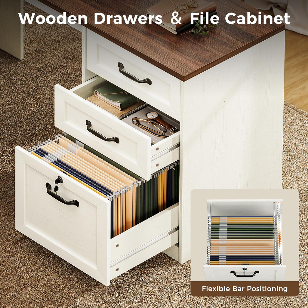 68 Inch L Shaped Executive Desk with Drawers W733