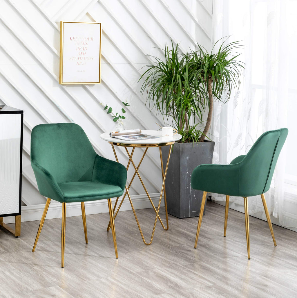 Set of 2 Green Velvet Upholstered Accent Chair X6405