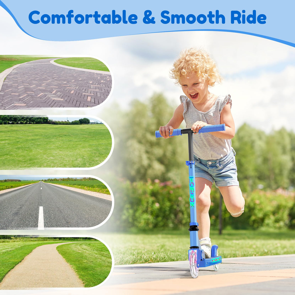 2 Wheel Adjustable Height Foldable Lightweight Kick Scooter A7515