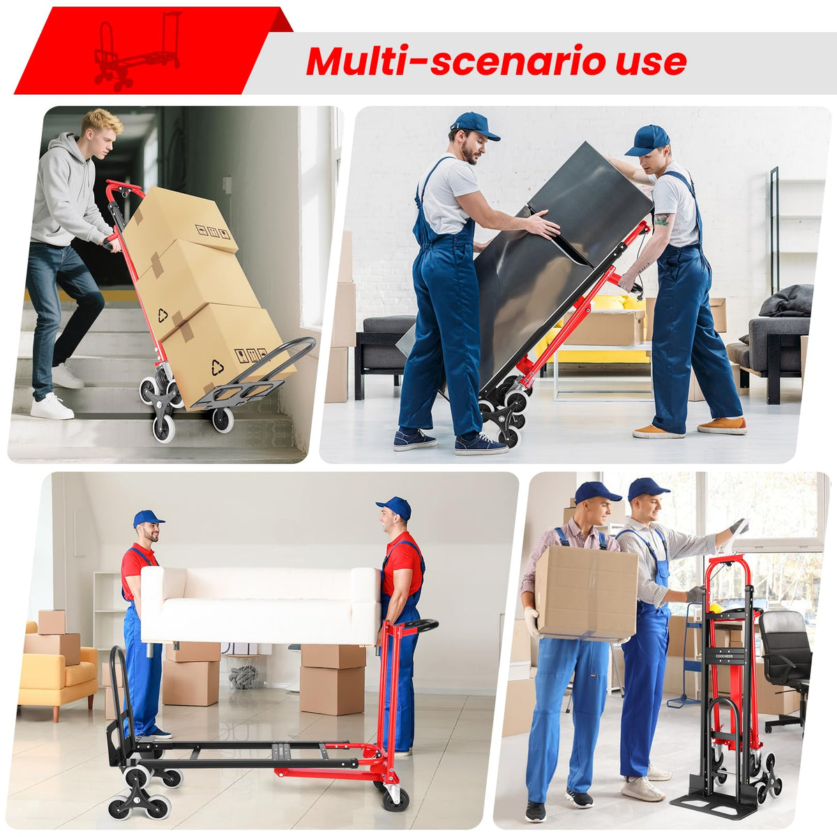 Heavy Duty 1000LBS 3 in 1 Convertible Folding Hand Truck Dolly Cart with Solid Wheels M4409