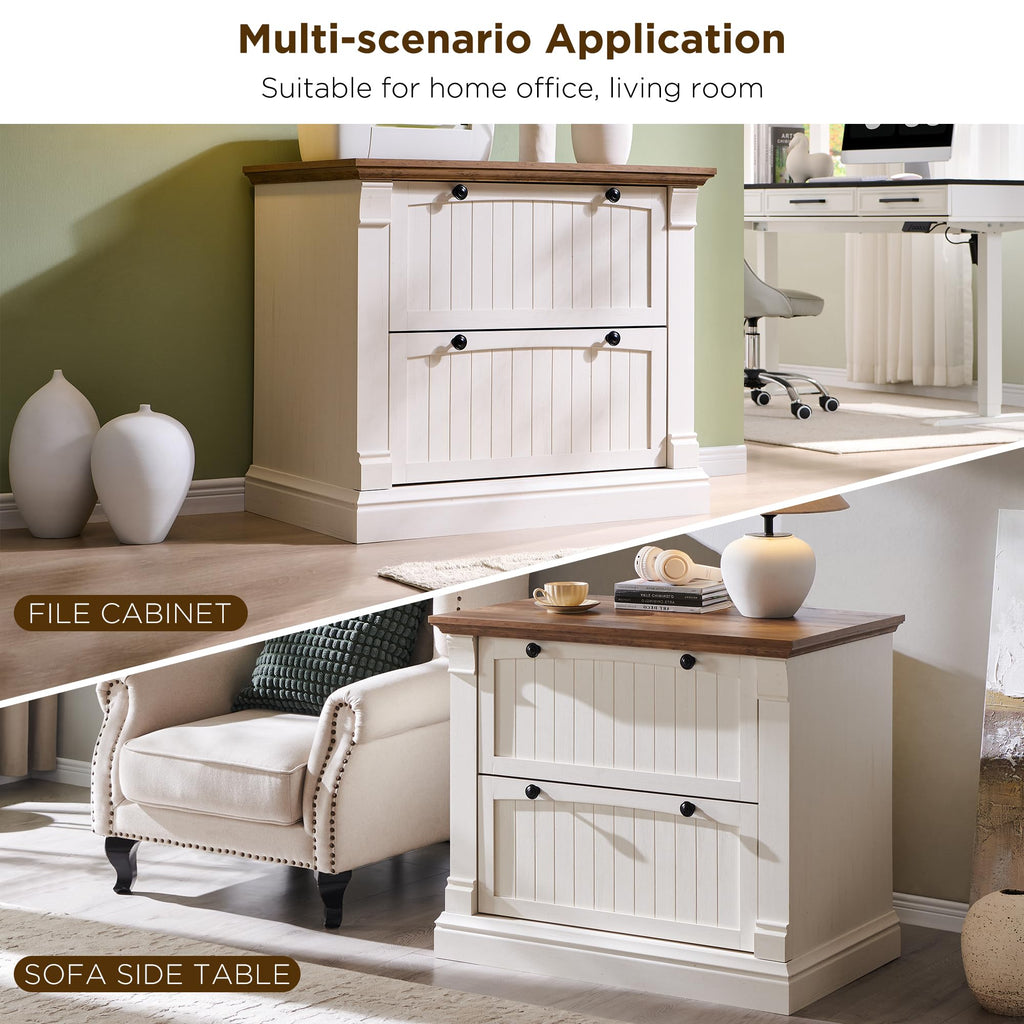 Antique White 2 Drawer File Cabinet X22068