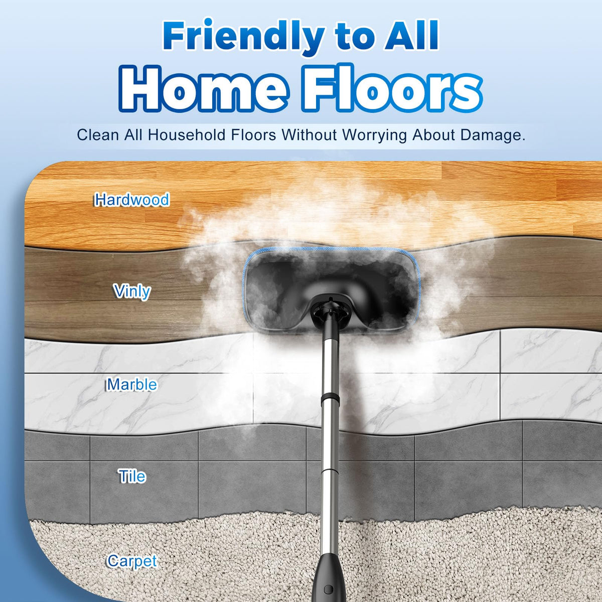 Heavy Duty Detachable Steam Mop Cleaner with 17 Accessories I99423