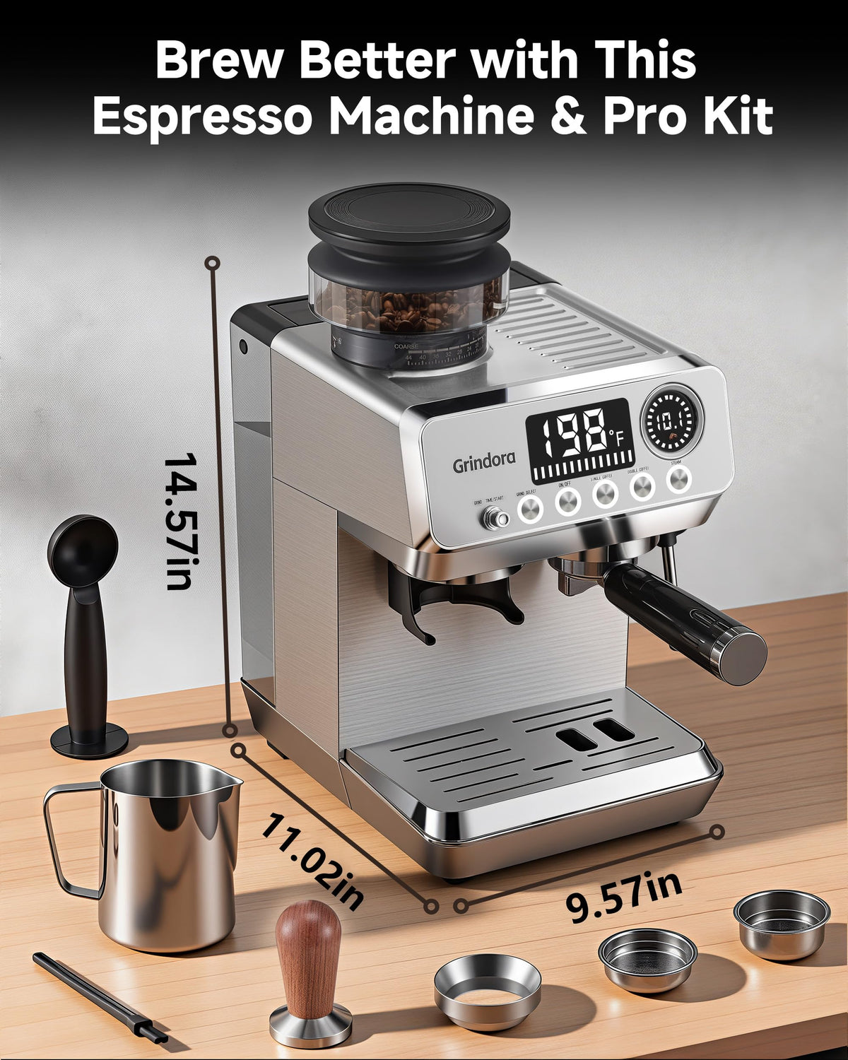 Espresso Machine with Grinder, 20 Bar, Milk Frother Z1246