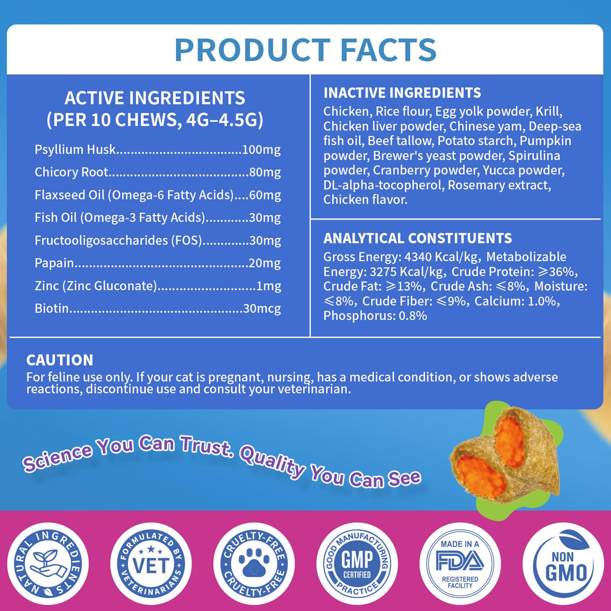 Cat Hairball Support Chews 500 Chews A4660