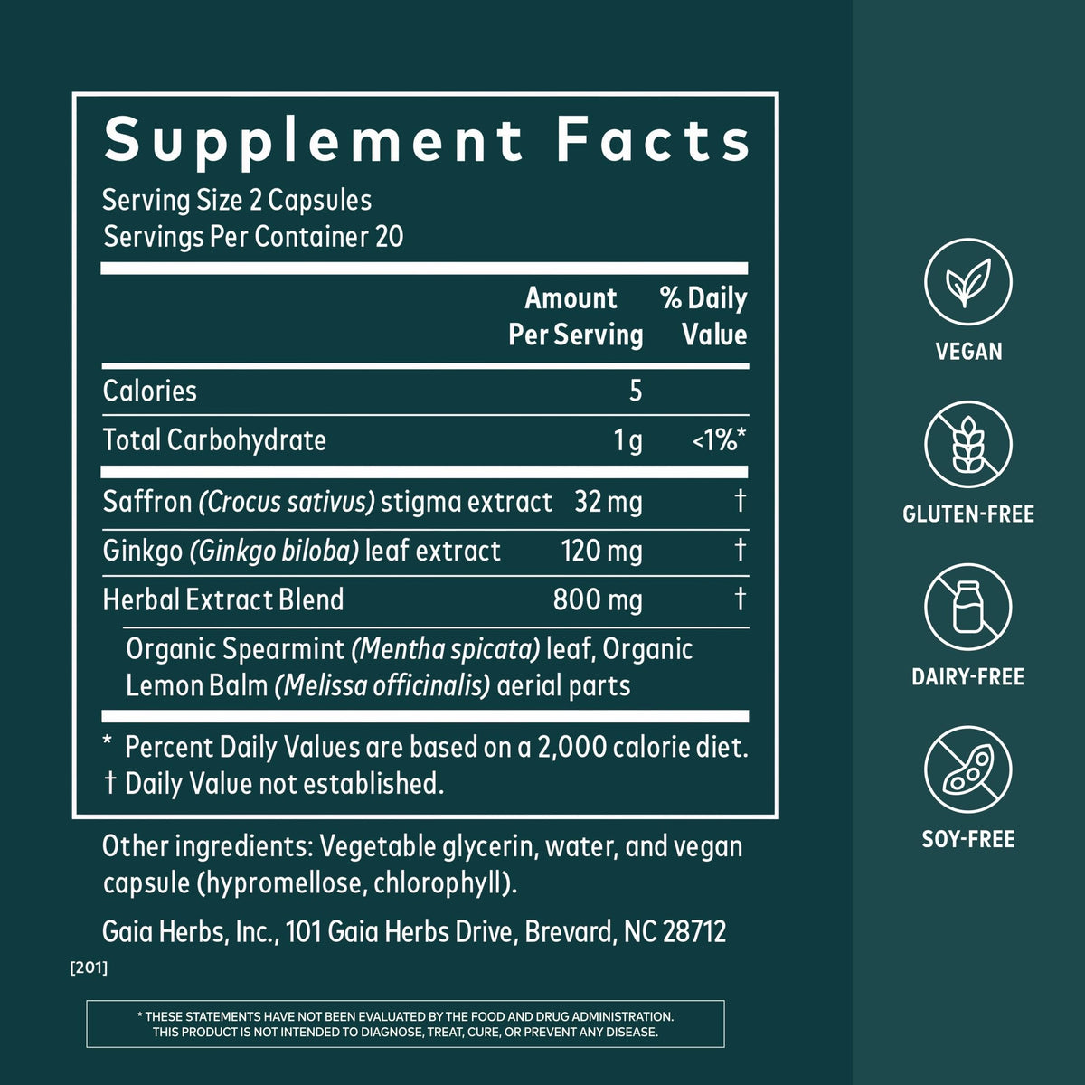 40 Vegan Capsules Nootropic Focus G1228