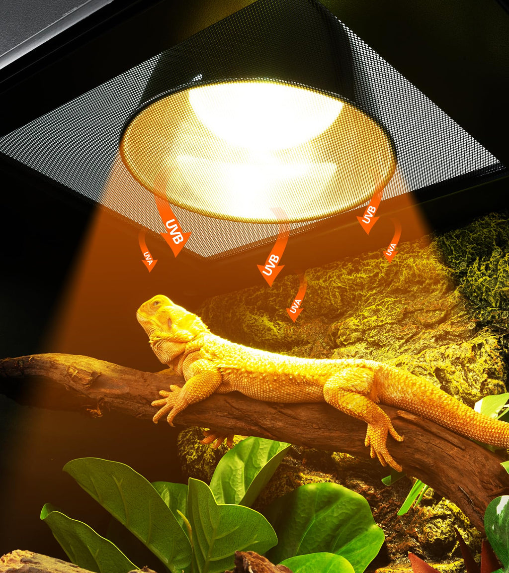 160W Reptile Heat Lamp UVA UVB Bulbs with 8.5 Inch Light Fixture J179870