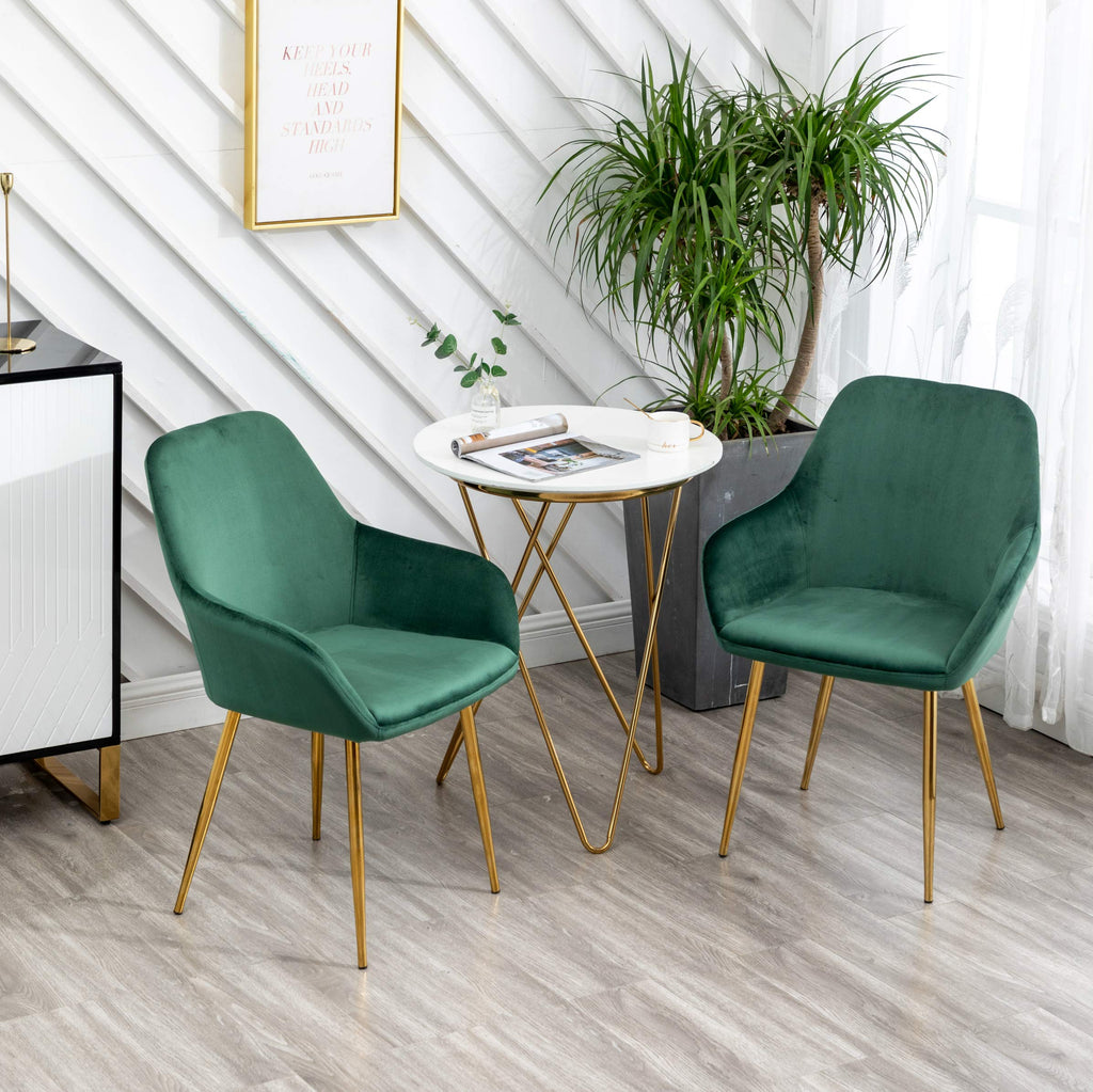 Set of 2 Green Velvet Upholstered Accent Chair X6405