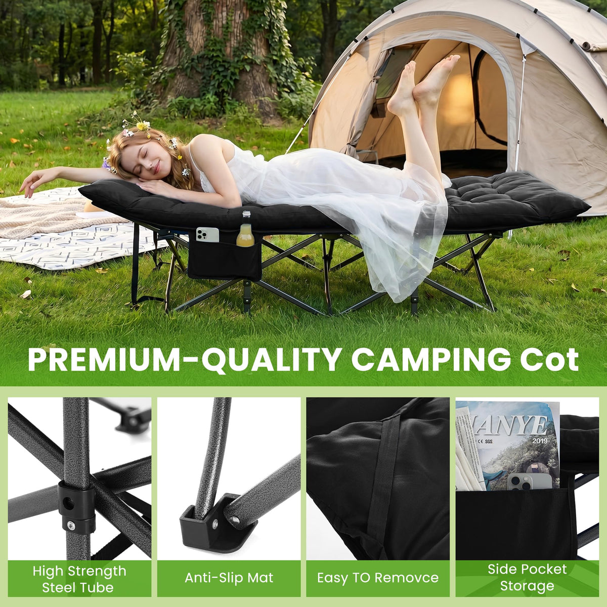 Folding Camping Cot with Carry Bag & Mattress X781