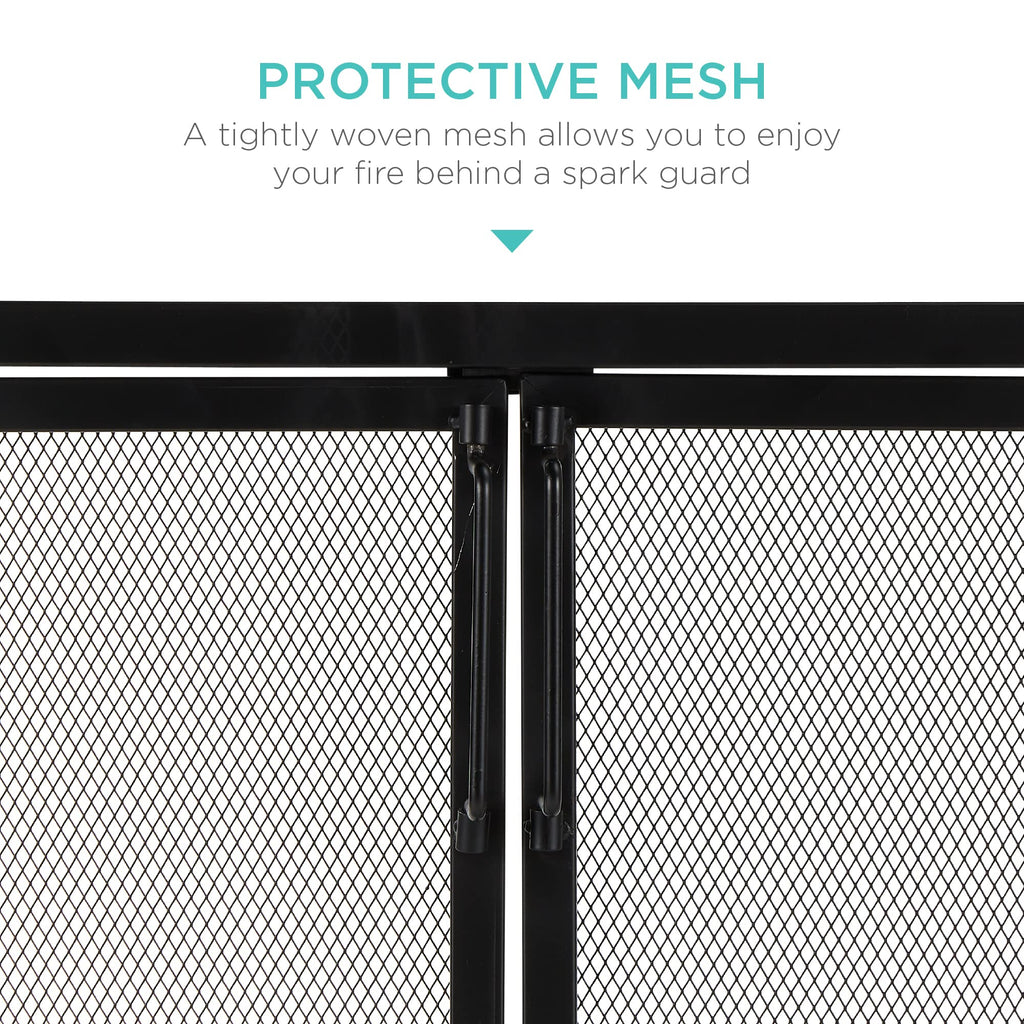 38.5x31in 2-Door Black Wrought Iron Fireplace Screen F87041