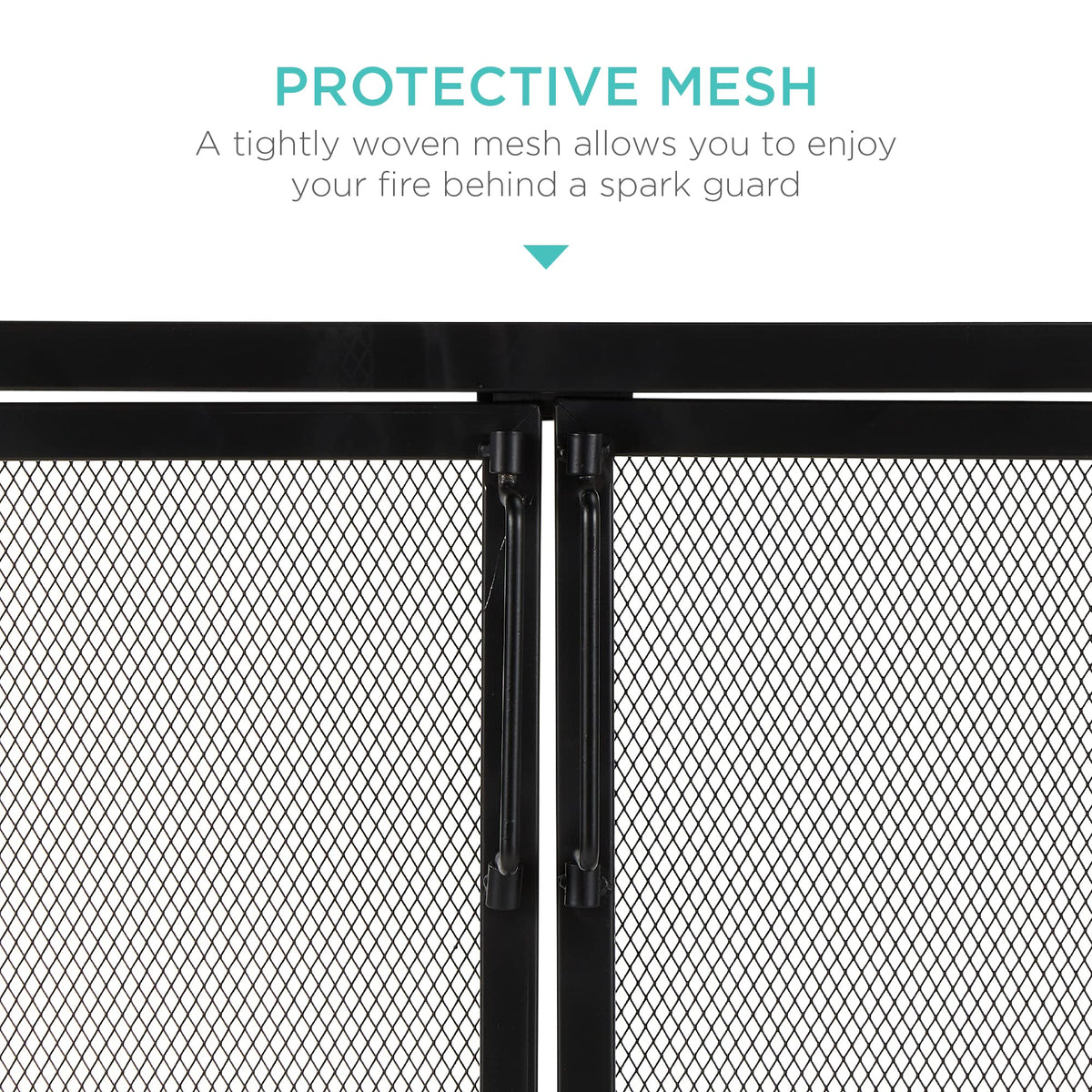 38.5x31in 2-Door Black Wrought Iron Fireplace Screen F87041