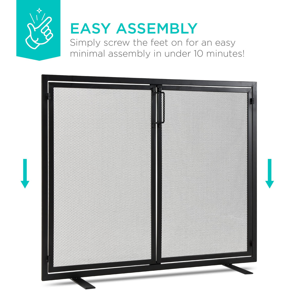 38.5x31in 2-Door Black Wrought Iron Fireplace Screen F87041