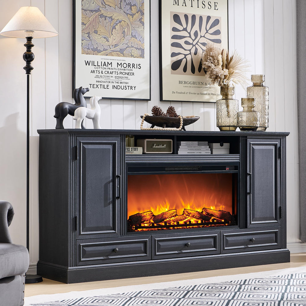 Black Fireplace TV Stand Z13067