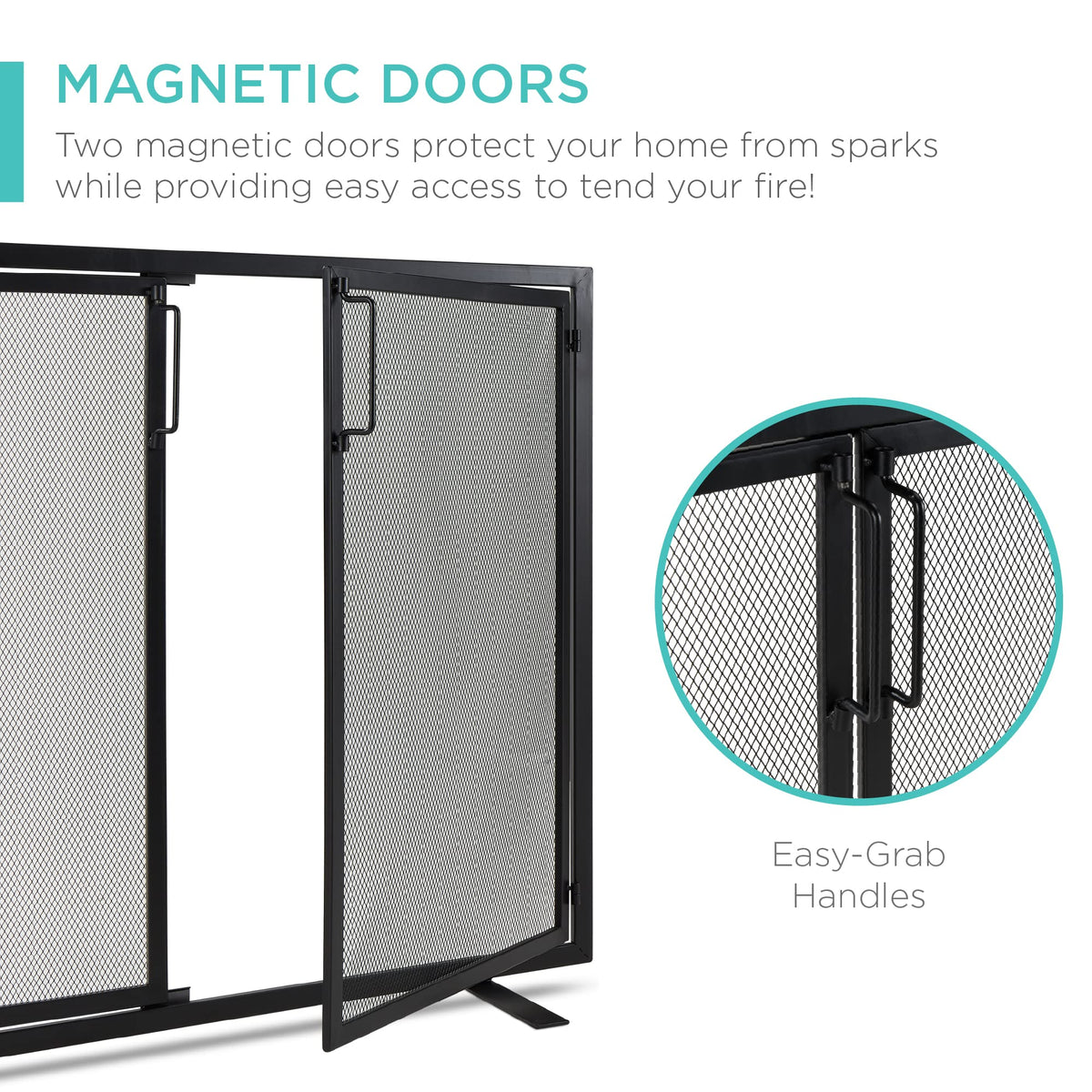 38.5x31in 2-Door Black Wrought Iron Fireplace Screen F87041