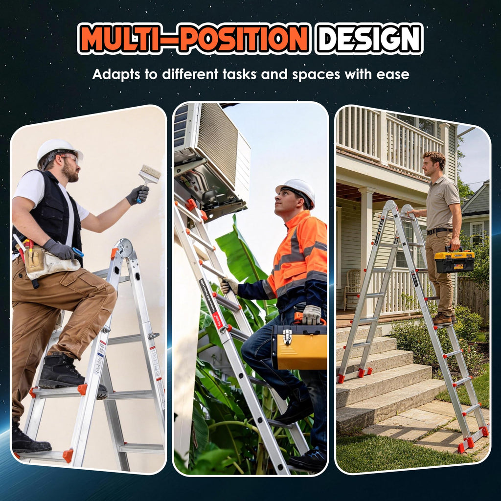 Telescoping Ladder, 22.5 Ft A Frame Anti-Slip Multi Position O937
