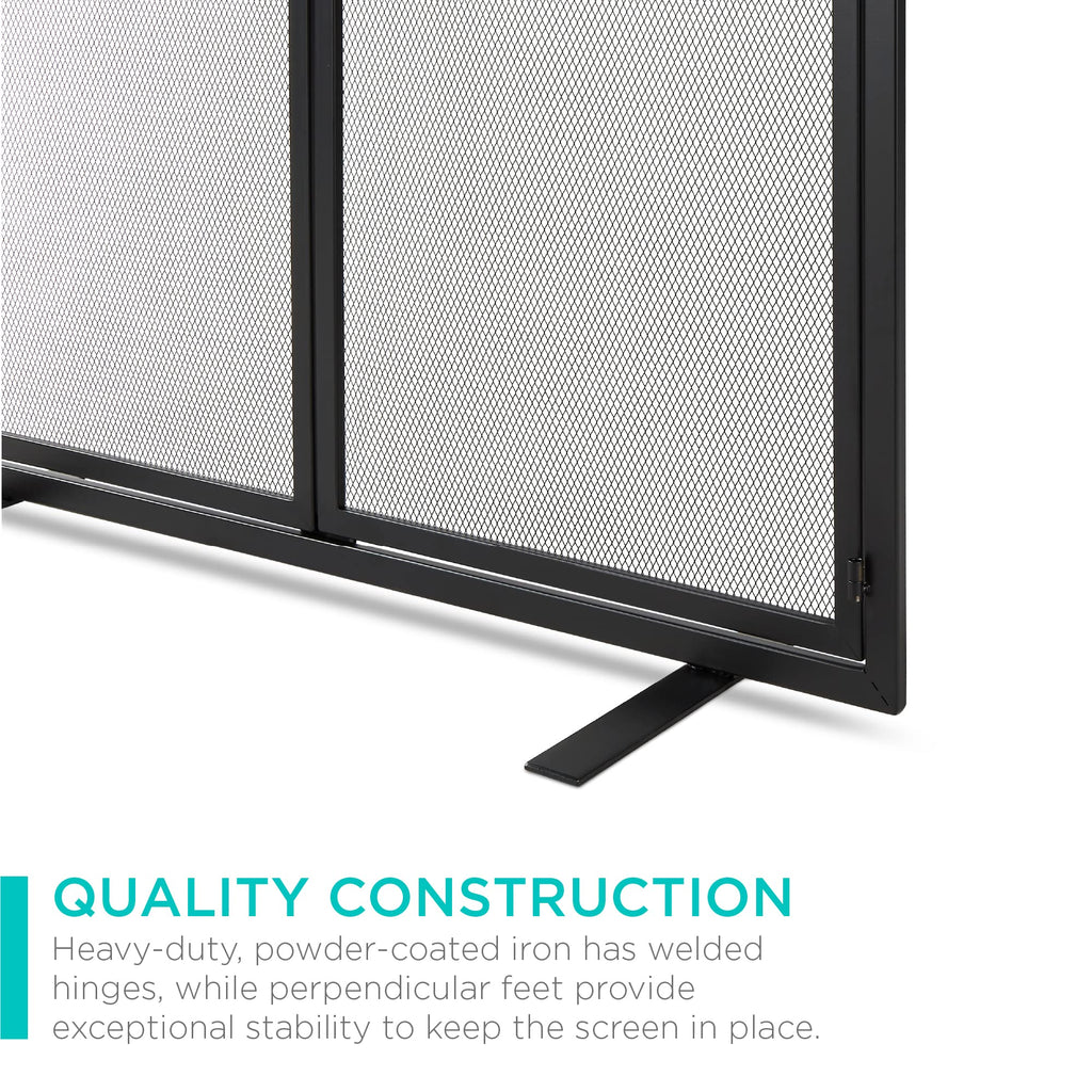 38.5x31in 2-Door Black Wrought Iron Fireplace Screen F87041