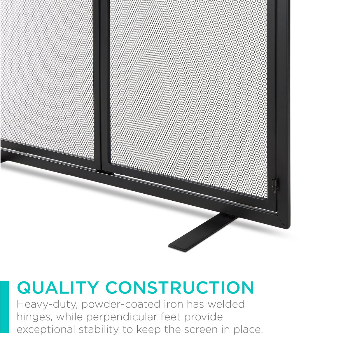 38.5x31in 2-Door Black Wrought Iron Fireplace Screen F87041