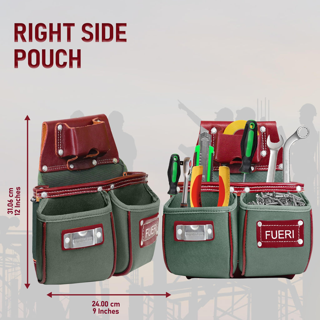 Nylon Grain Leather Carpenter Tool Belt with Padded Belt and Hammer Holder H982680