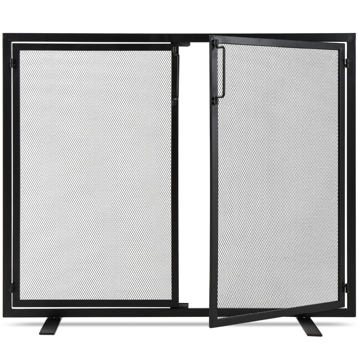 38.5x31in 2-Door Black Wrought Iron Fireplace Screen F87041